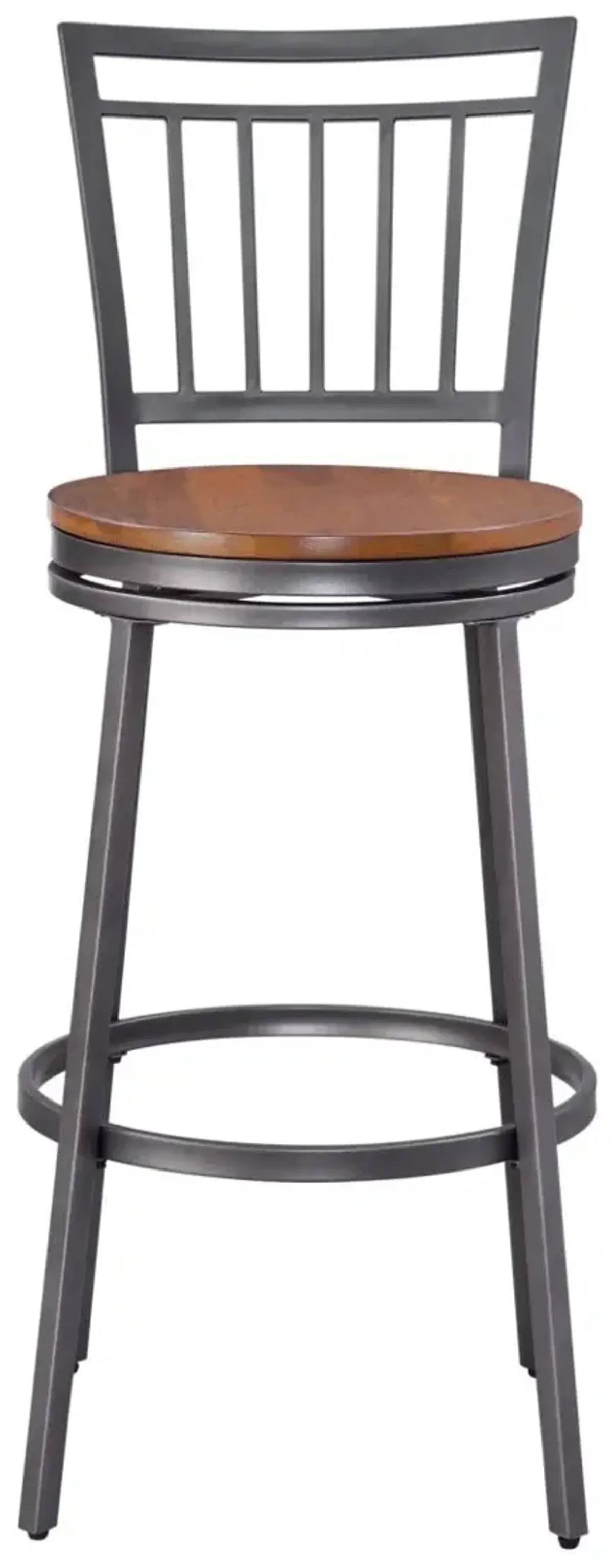 American Woodcrafters Filmore Stool with Metal Back Frame in Slate Grey with Golden Oak Seat