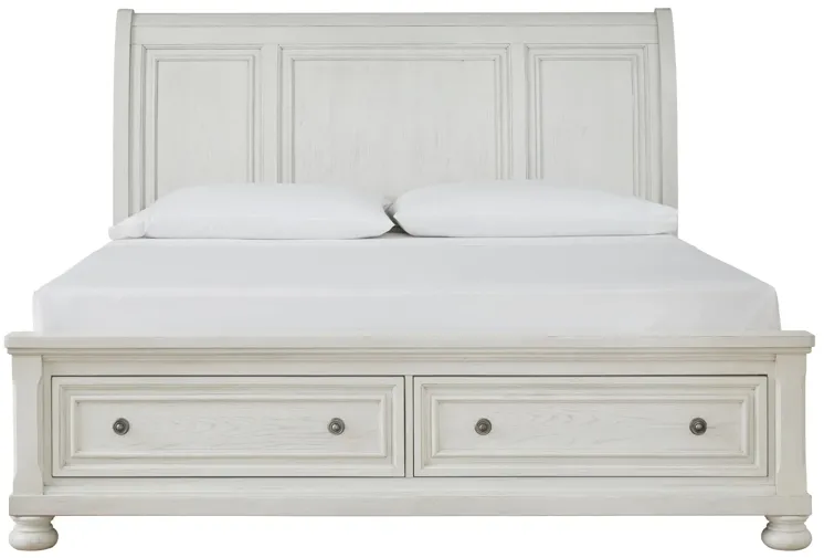 ROBBINSDALE KING SLEIGH BED WITH STORAGE ANTIQUE WHITE SIGNATURE DESIGN