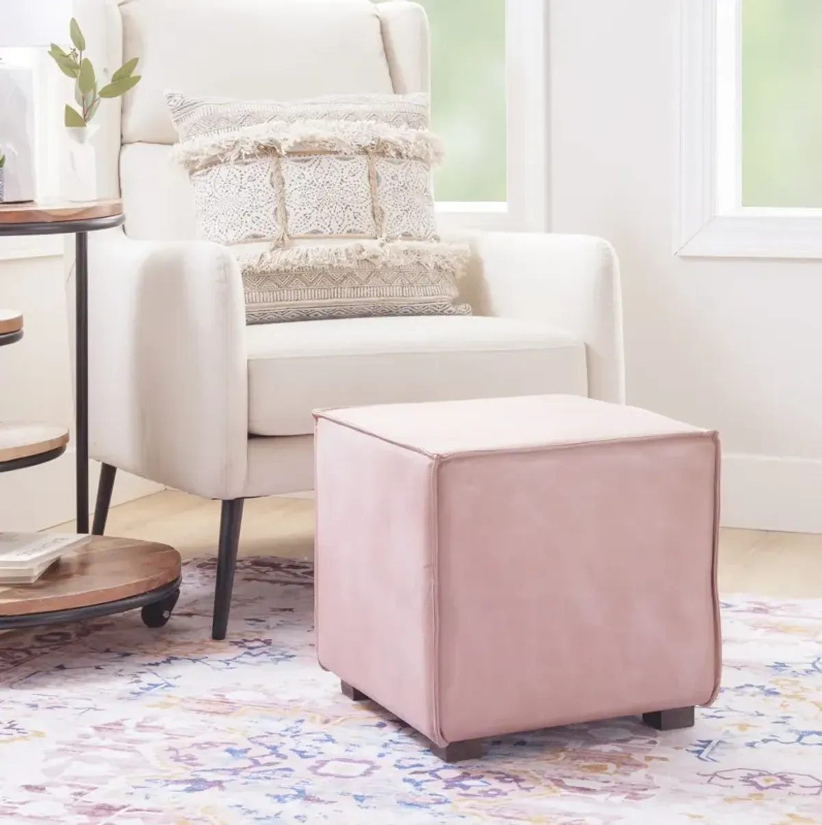 Decter Leather Pink Ottoman