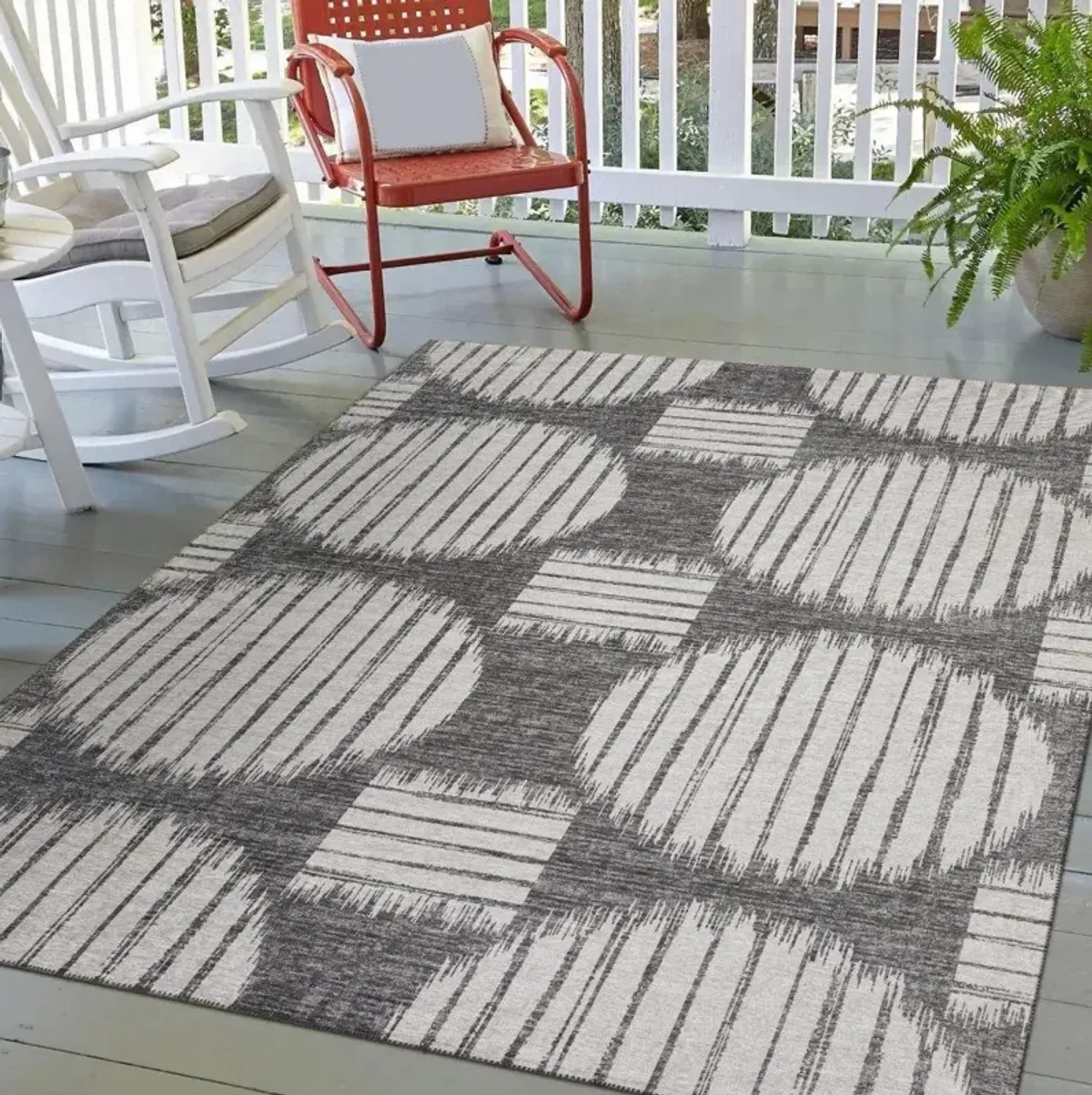 Dalyn Modern Striped Charcoal Orb 5'X8' Area Rug