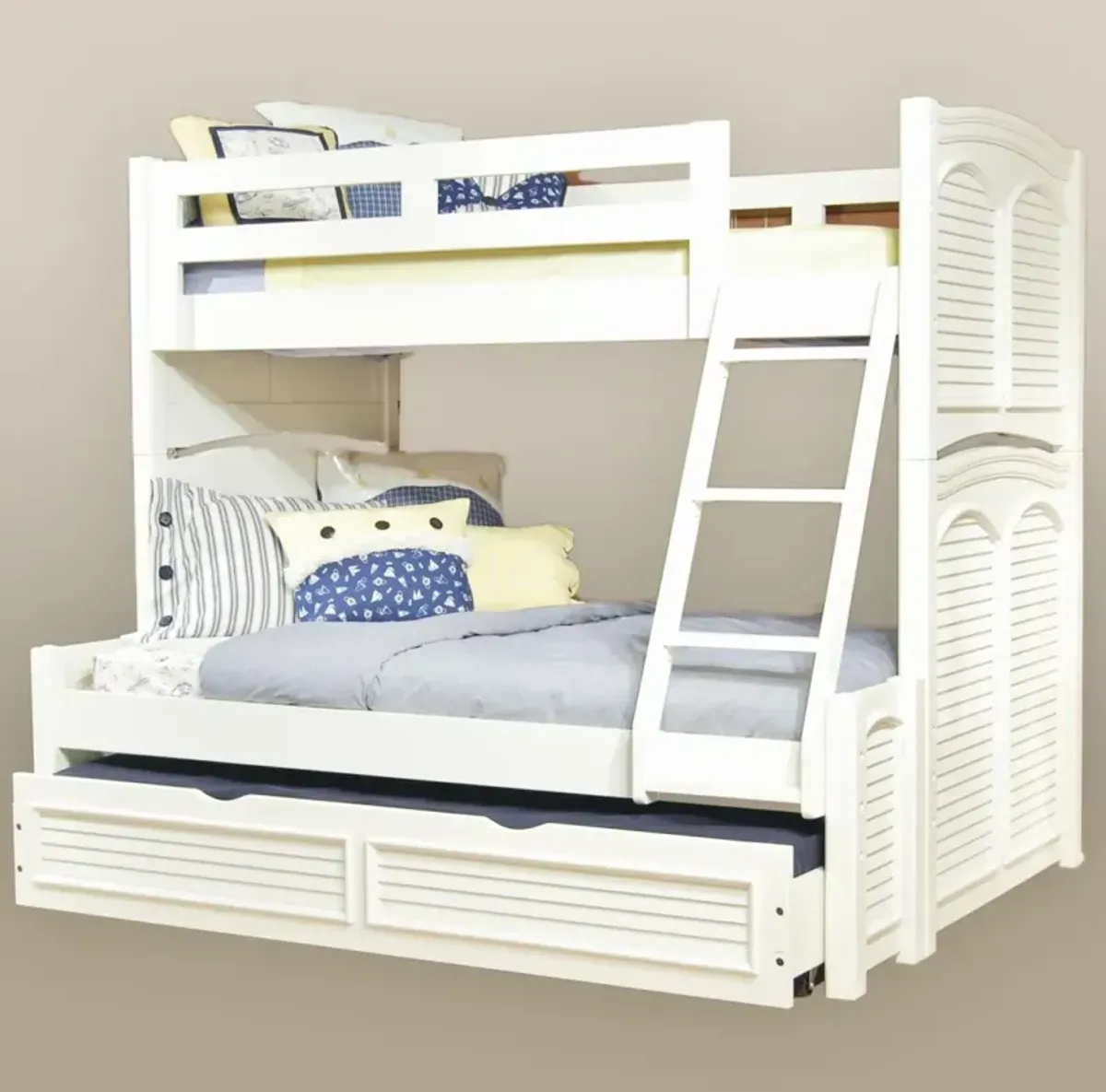 American Woodcrafters Cottage Traditions Complete 3/3 Over 4/6 Bunk Bed in Clean White Cottage Finish