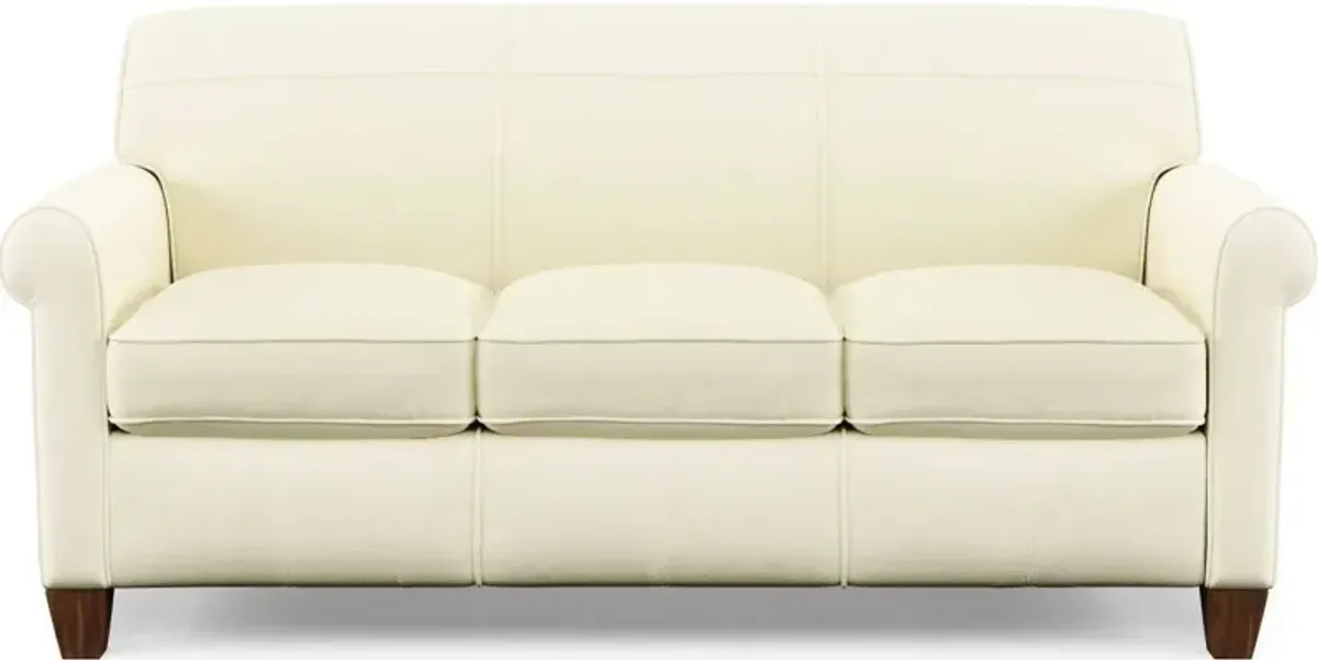 Flexsteel Dana Off-White Leather Sofa