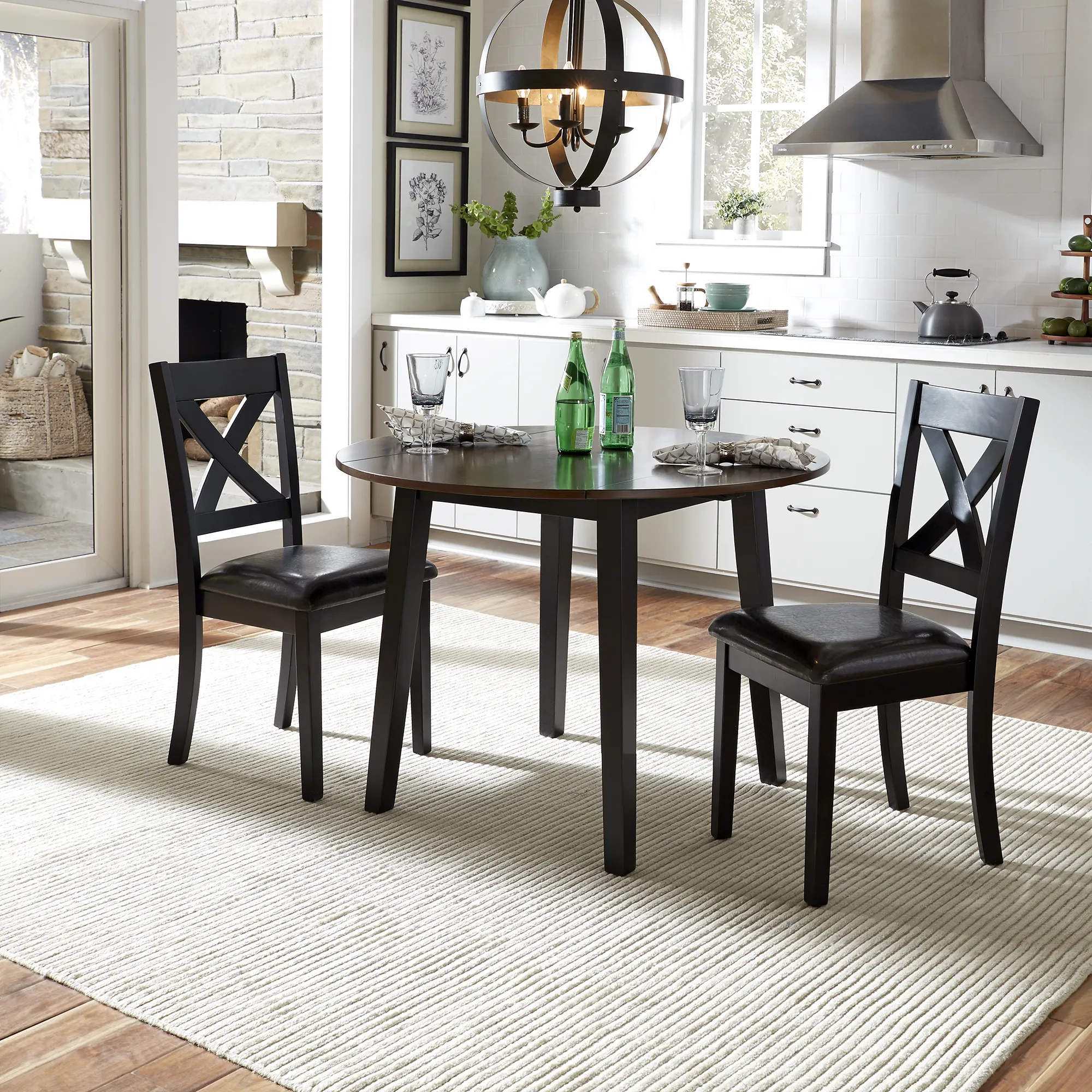 THORTON 3 PC DROP LEAF TABLE SET BLACK