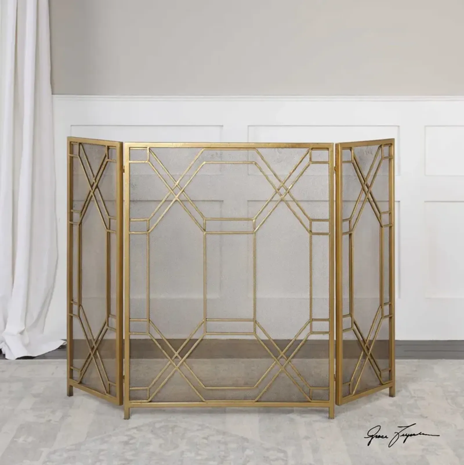 Uttermost Rosen Gold Fireplace Screen