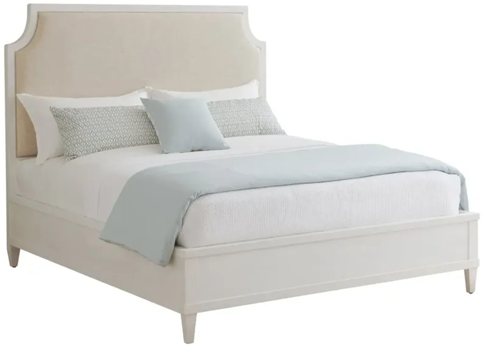 White Belle Isle Wood Frame Upholstered King Bed - Ocean Breeze