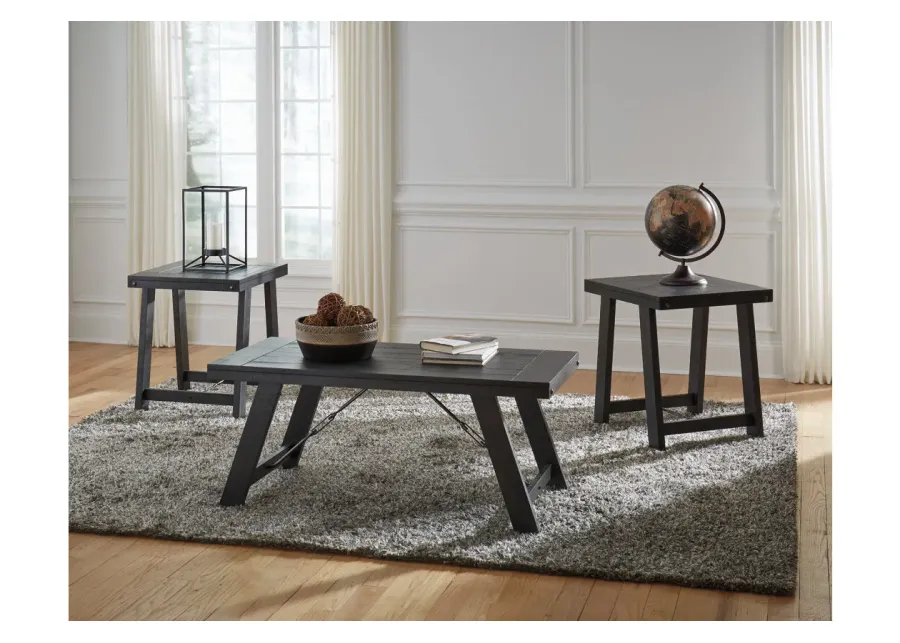 NOORBROOK TABLE (SET OF 3) BLACK PEWTER SIGNATURE DESIGN