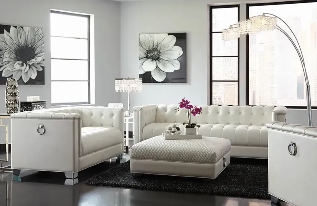 Coaster Chaviano Upholstered Track Arm Loveseat Pearl White