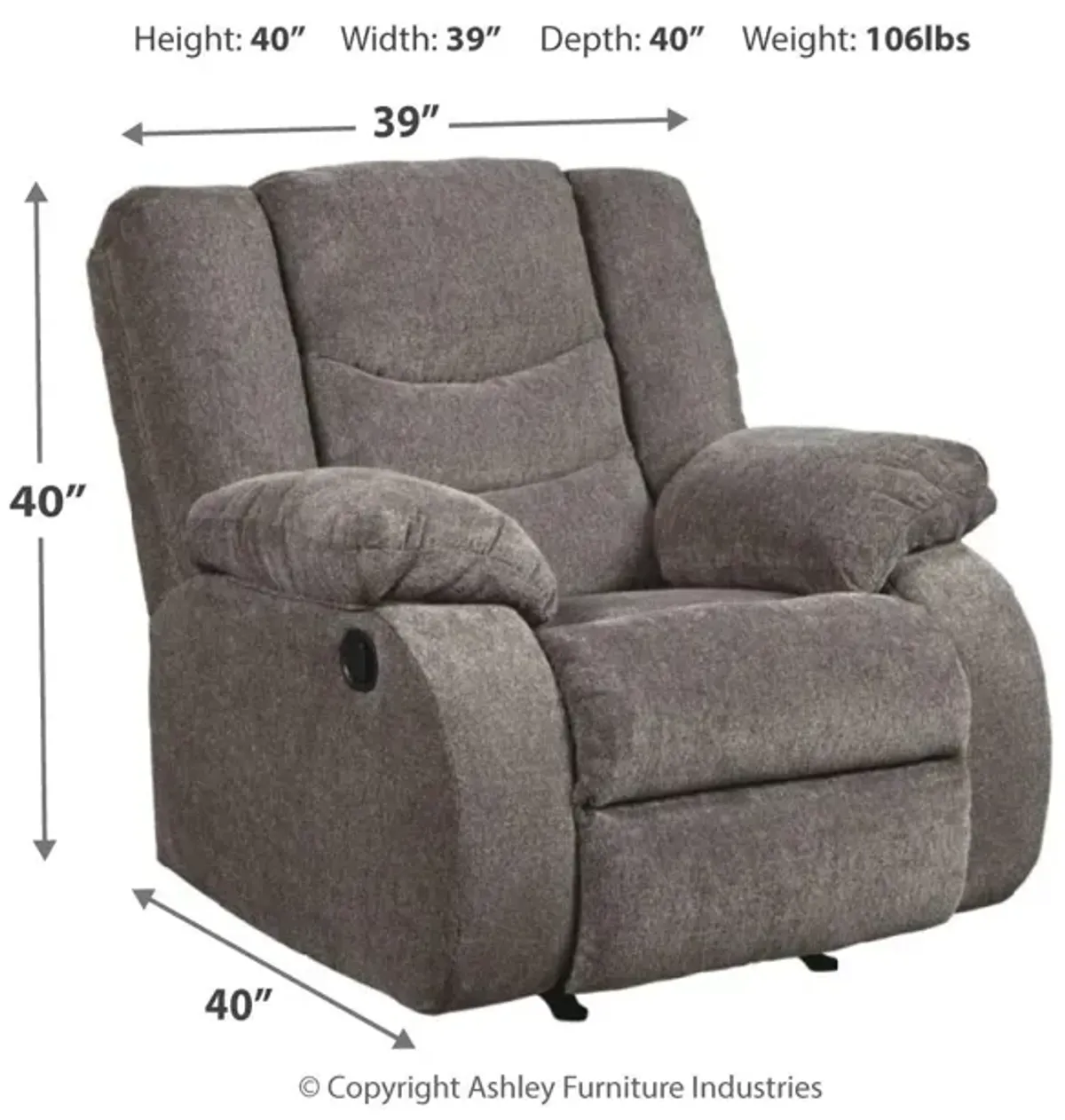 Ashley Tulen Gray Rocker Recliner