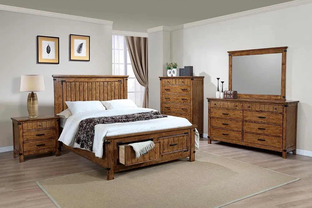 BRENNER FULL STORAGE BED RUSTIC HONEY