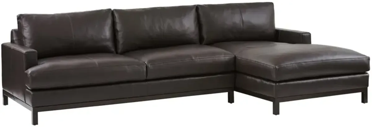 Barclay Butera Upholstery by Barclay Butera Horizon 110 Inch Traditional Leather Right Facing Sectional Brown