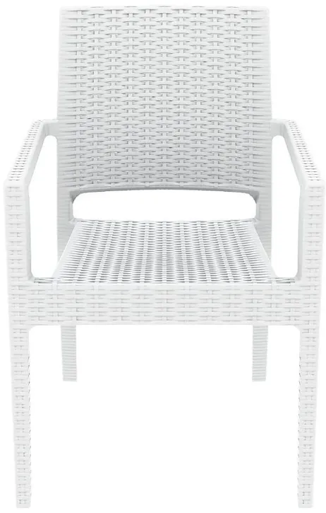 IBIZA RESIN WICKERLOOK DINING ARM CHAIR WHITE