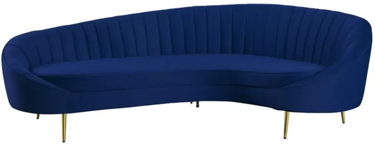 DALLAS BLUE MODERN CHAISE-STYLE SOFA WITH PET & STAIN RESISTANT FABRIC