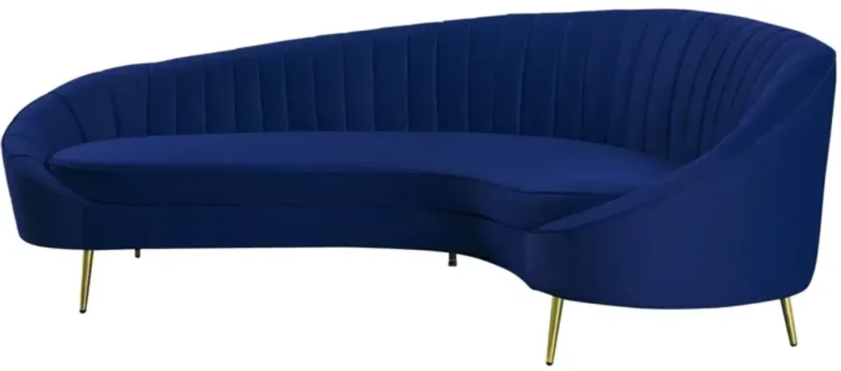 DALLAS BLUE MODERN CHAISE-STYLE SOFA WITH PET & STAIN RESISTANT FABRIC