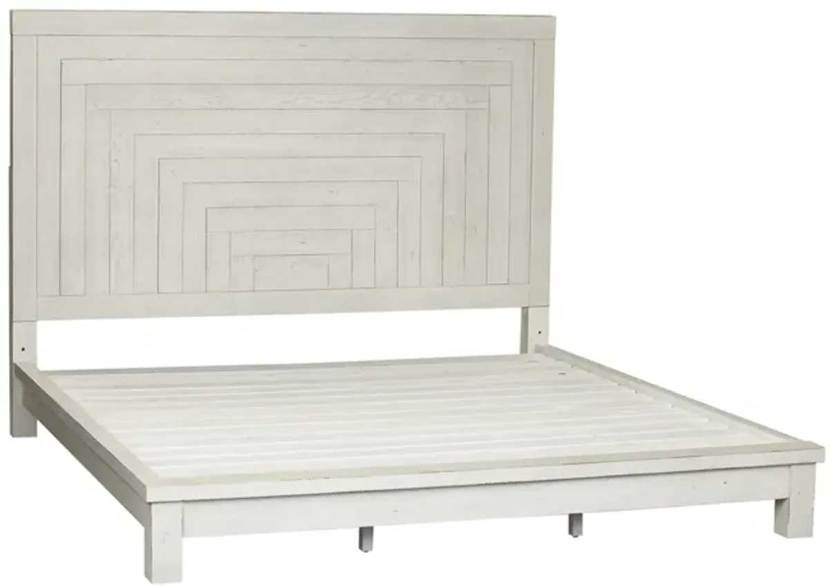 Liberty Furniture Complete Queen Bedroom Set White Platform Bed, Dresser, Mirror, Chest & Nightstand Modern Farmhouse