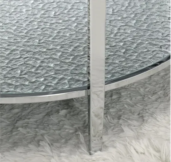 Steve Silver Frostine Smoky Gray Round Cocktail Table In Chrome Finish