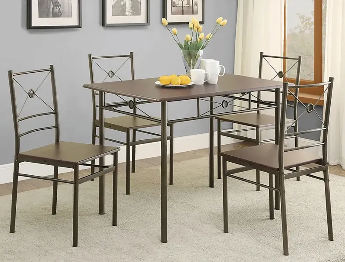 Coaster Anna 5-Piece Rectangular Dining Table Set Dark Bronze