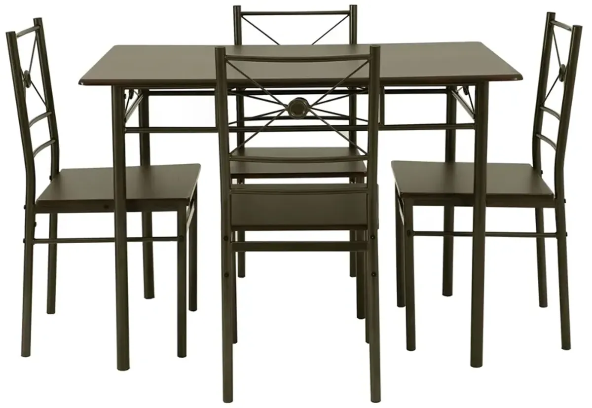 Anna 5-Piece Rectangular Dining Table Set Dark Bronze