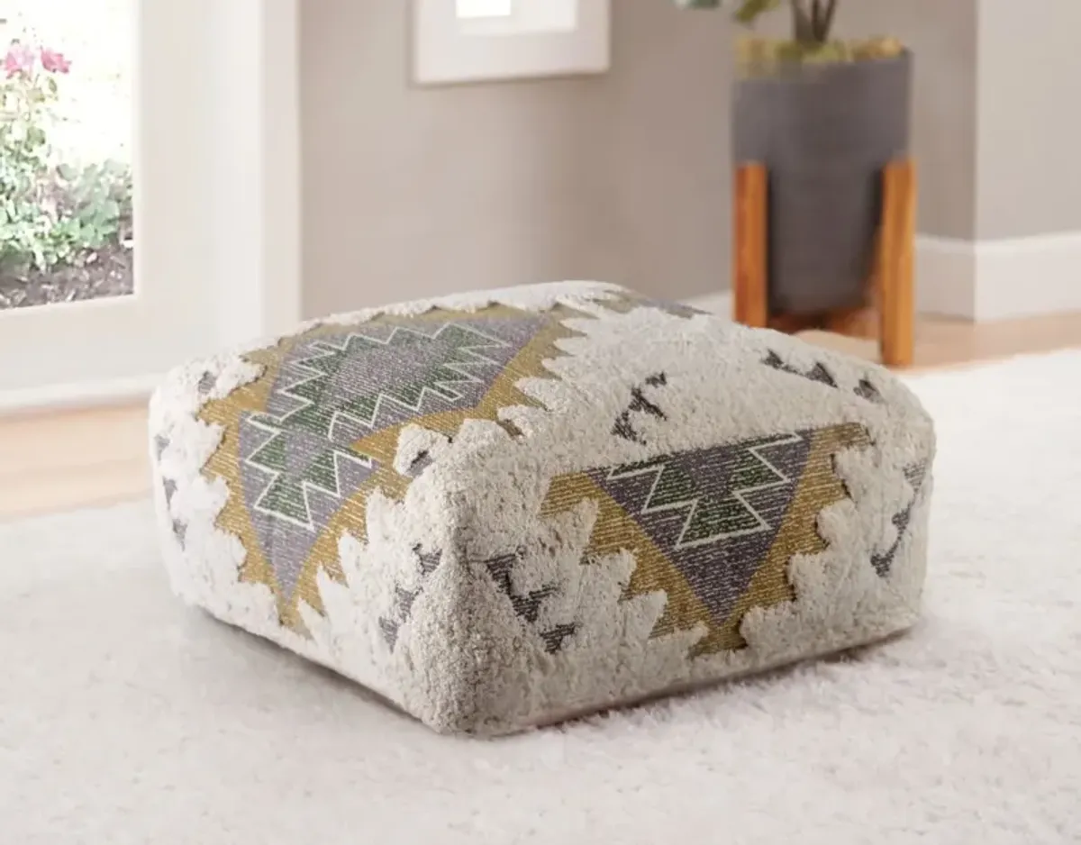 Steve Silver Lyssa Jacquard Southwest Patterned Fabric Printed Pouf Ottoman
