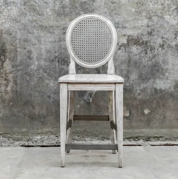 Uttermost Clarion Aged White Counter-Height Stool