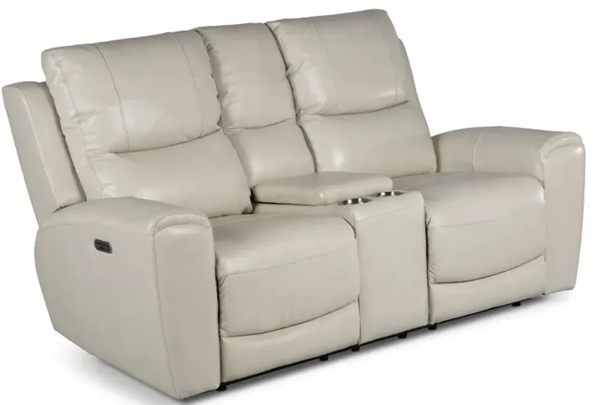 Steve Silver Laurel Ivory Leather Power Reclining Console Loveseat