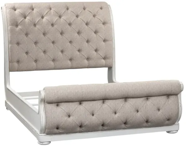 Liberty Furniture Magnolia Manor Antique White King Upholstered Sleigh Bed