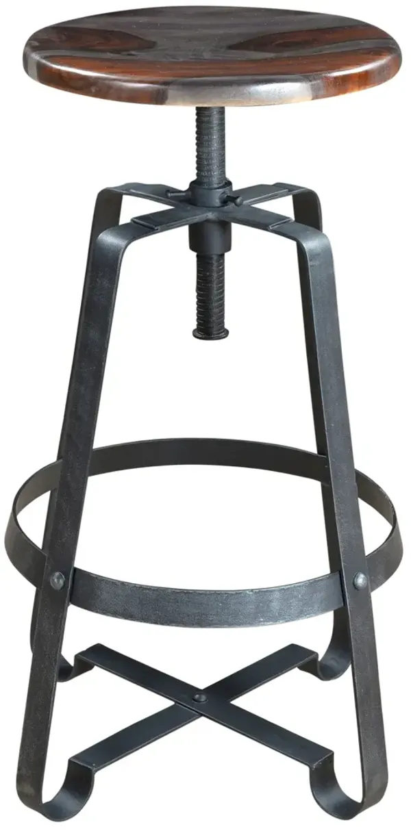 CHELSEA SOLID SHEESHAM WOOD AND IRON ADJUSTABLE BARSTOOL