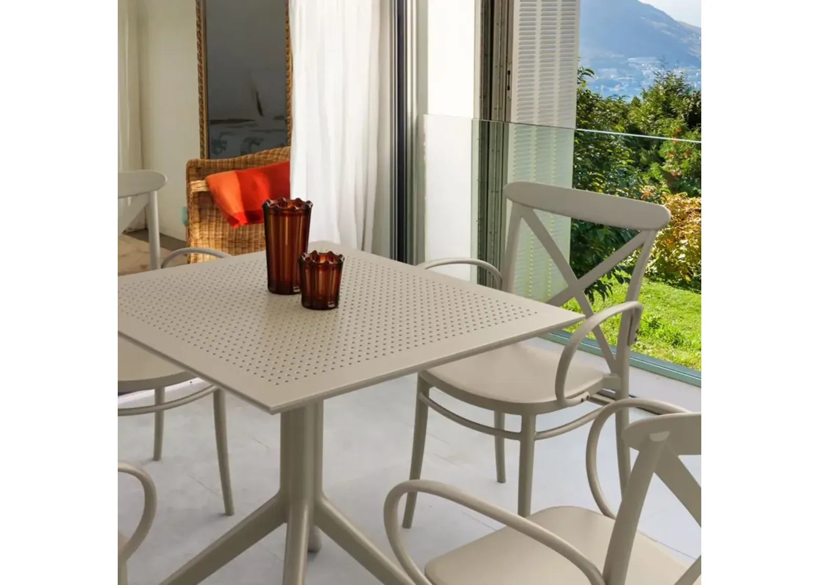 Compamia Cross XL Patio Dining Set with 4 Chairs Taupe