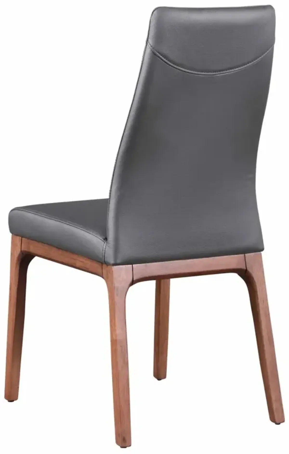 Chintaly Esther Grey/Walnut Modern Contour Back Upholstered Side Chair with Solid Wood Base