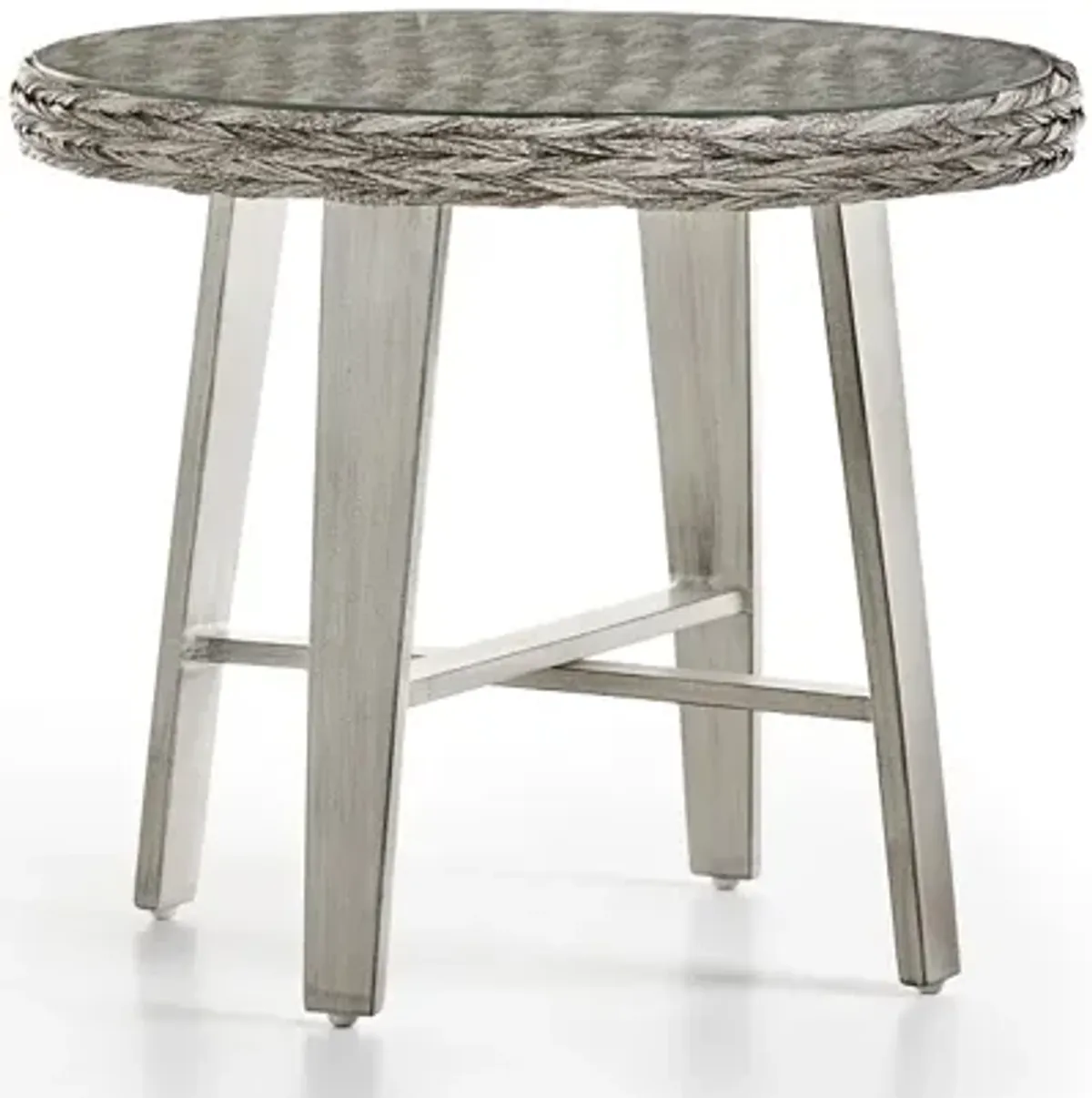 South Sea Outdoor Grand Isle Soft Granite End Table with Tempured Glass Top