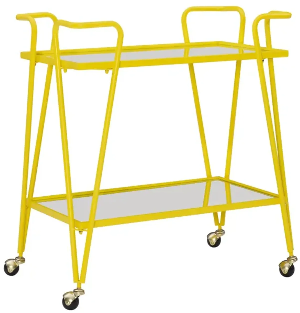Linon Yellow Mid-Century Bar Cart