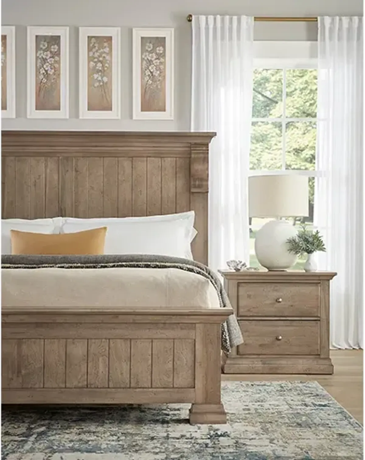 Vaughan-Bassett Carlisle Corbel Natural Grey King Headboard