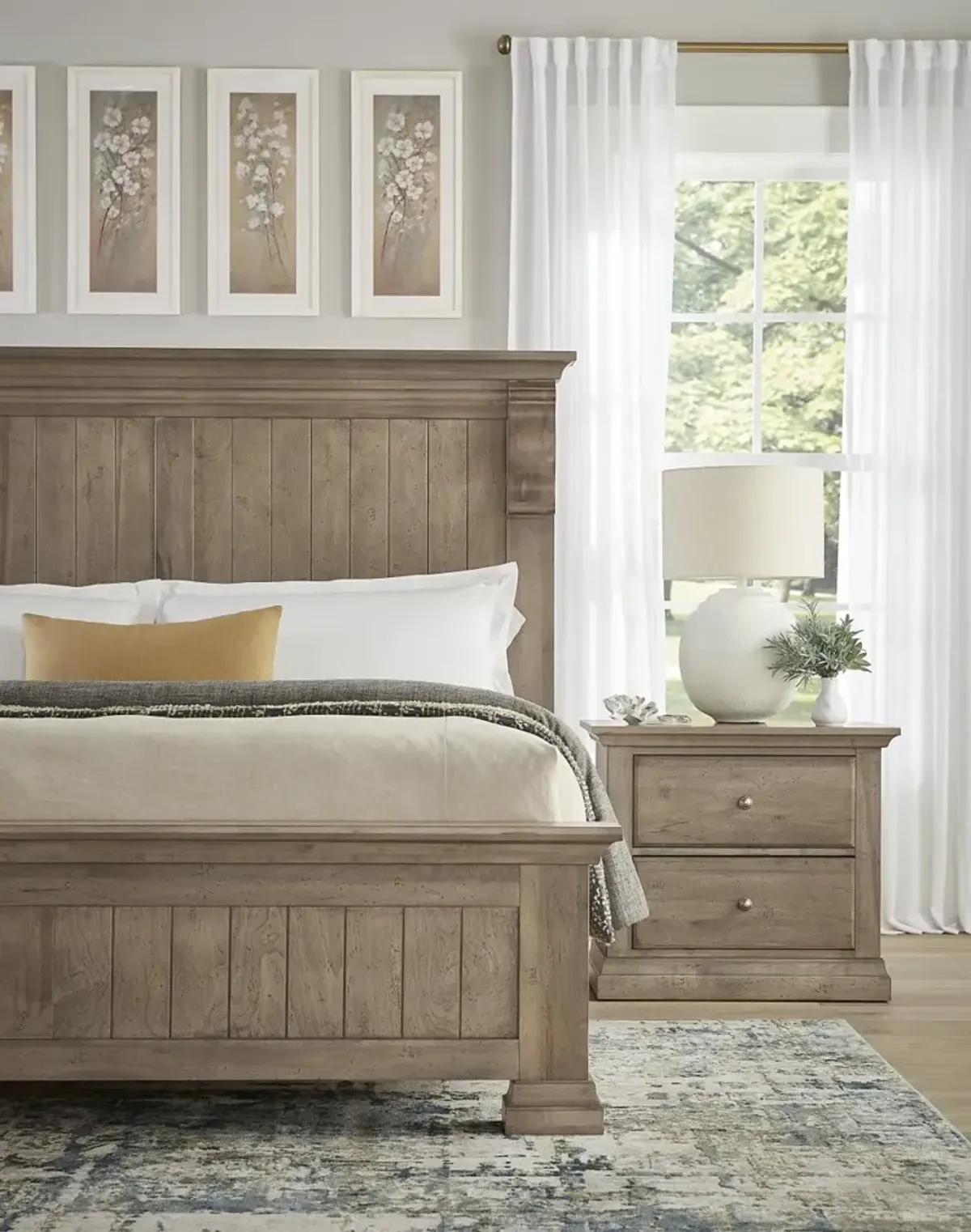 Vaughan-Bassett Carlisle Corbel Natural Grey King Headboard