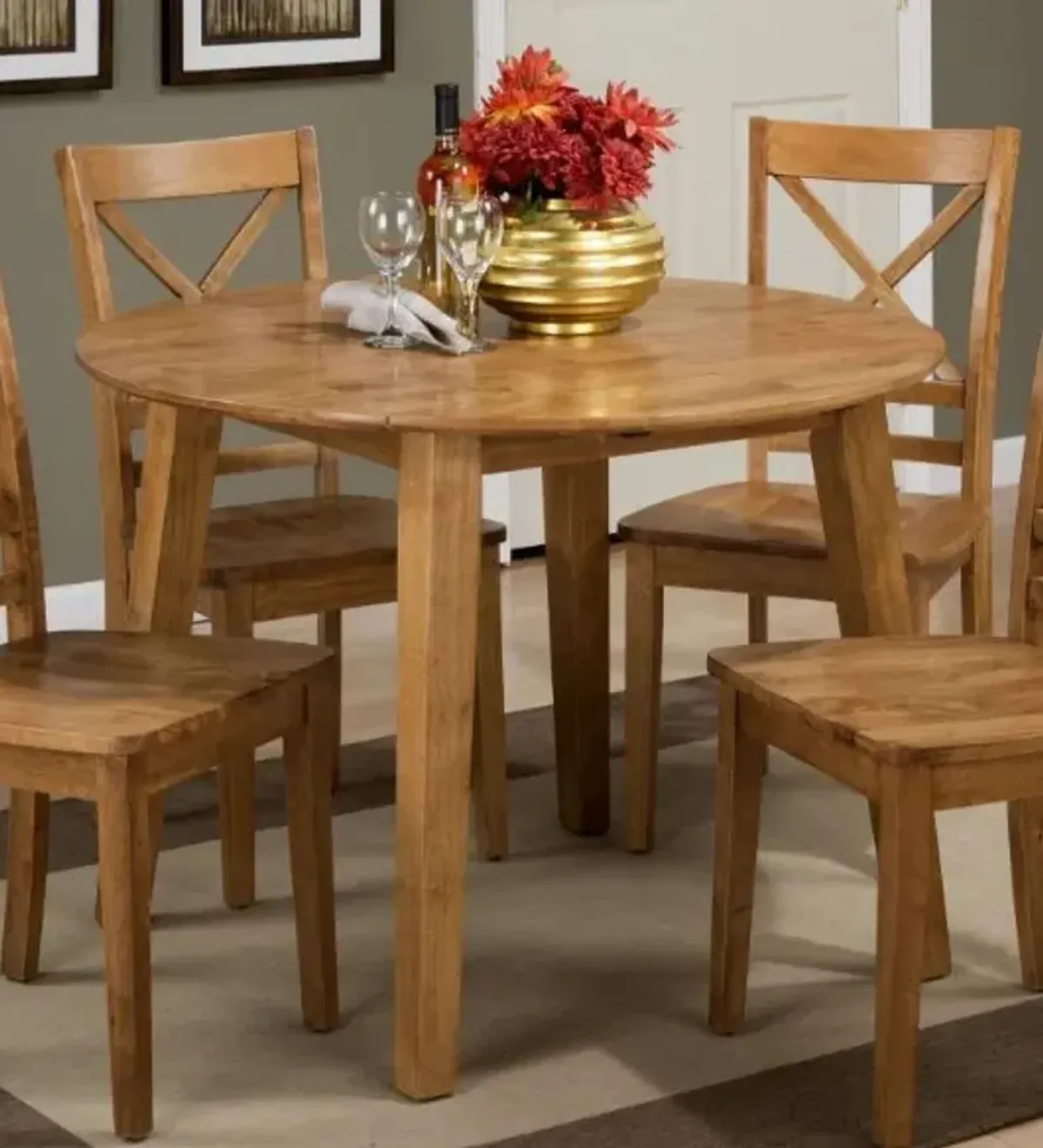 Jofran Round Drop-Leaf Table Honey