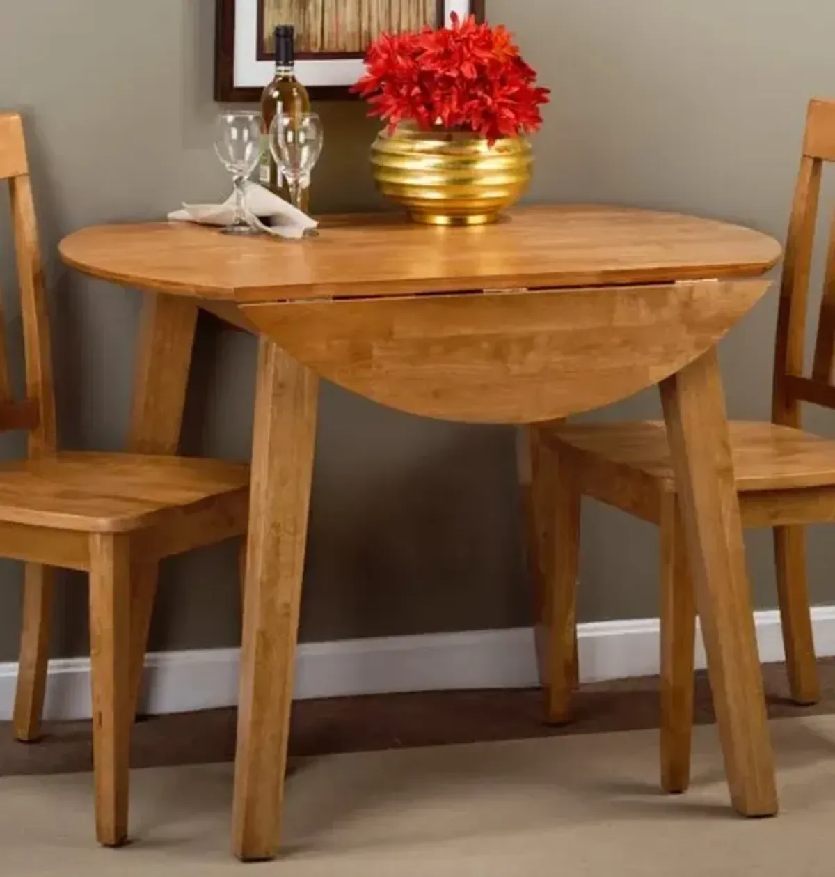 Jofran Round Drop-Leaf Table Honey