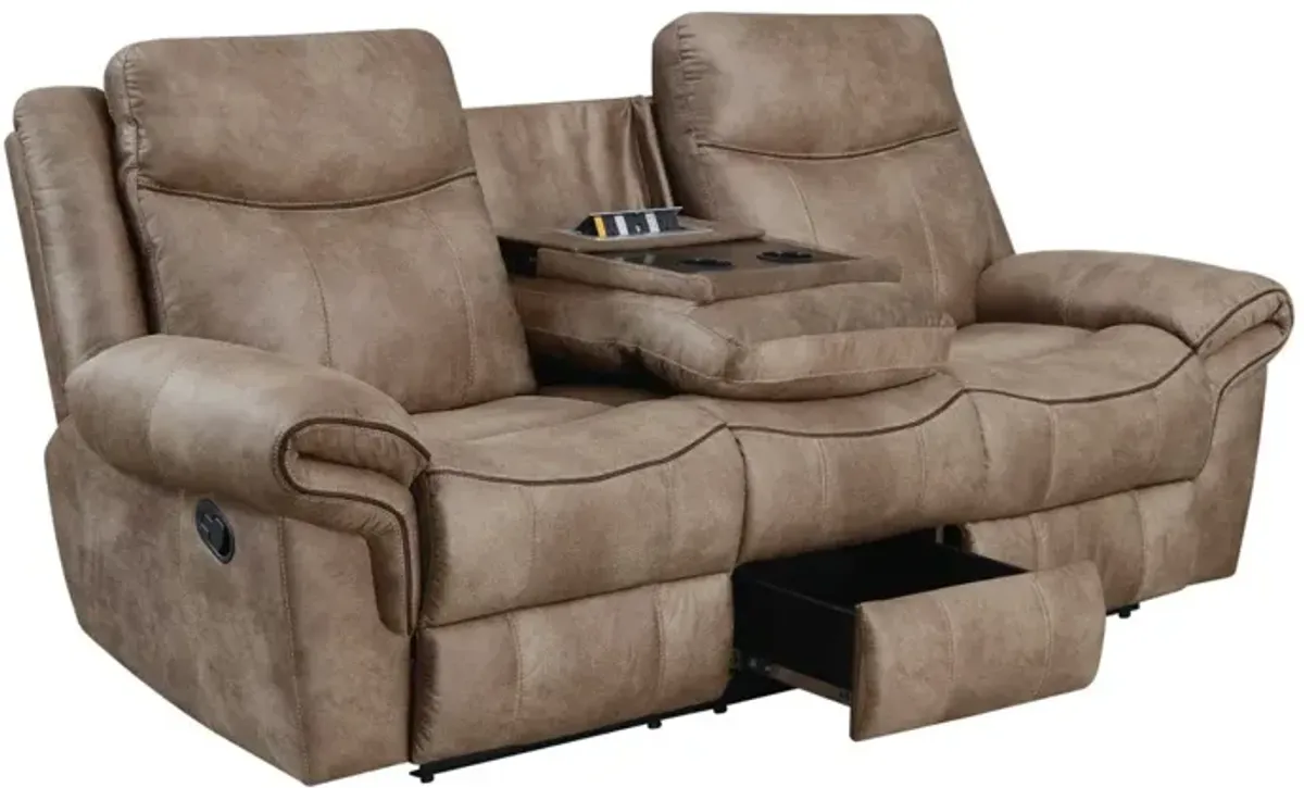 Steve Silver Nashville Manual Glider Recliner Console Loveseat In Cocoa