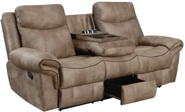 Steve Silver Nashville Manual Glider Recliner Console Loveseat In Cocoa