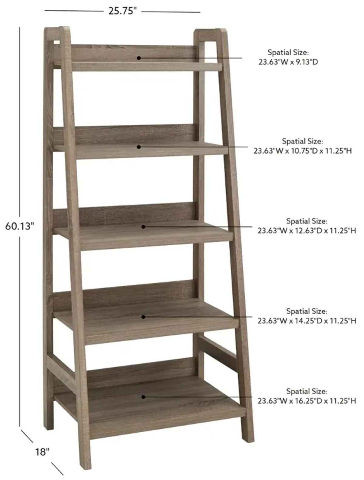 Linon Tracey Gray Ladder Bookcase
