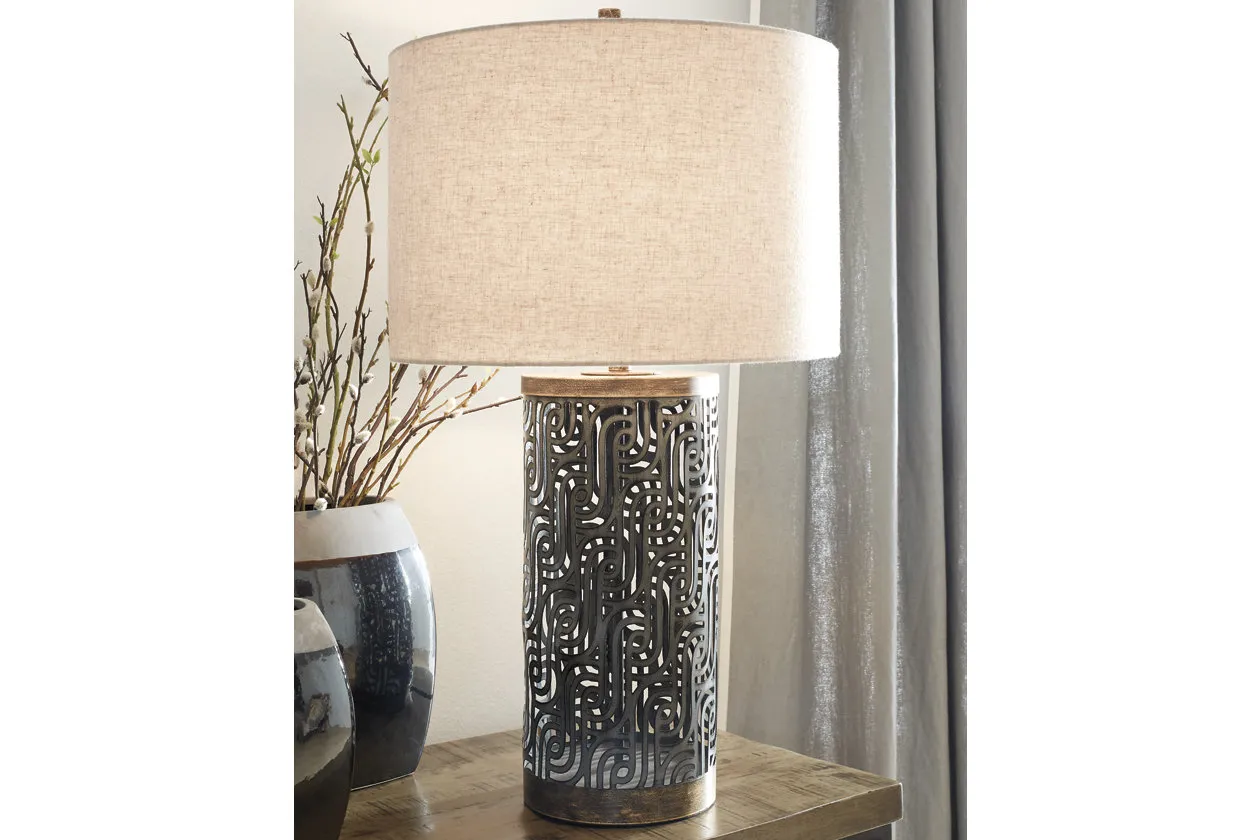 DAYO TABLE LAMP GRAY/GOLD FINISH SIGNATURE DESIGN