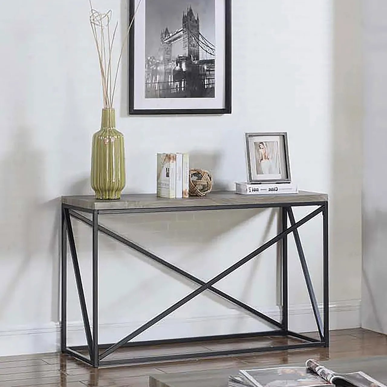 SOFA TABLE SONOMA GREY/BLACK