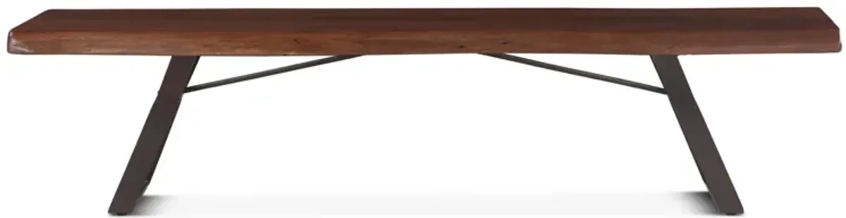 Home Trends Design London Loft 90-Inch Acacia Wood Live Edge Dining Bench in Walnut Finish