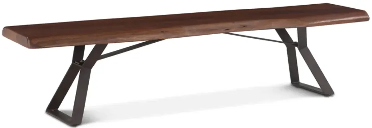 Home Trends Design London Loft 90-Inch Acacia Wood Live Edge Dining Bench in Walnut Finish