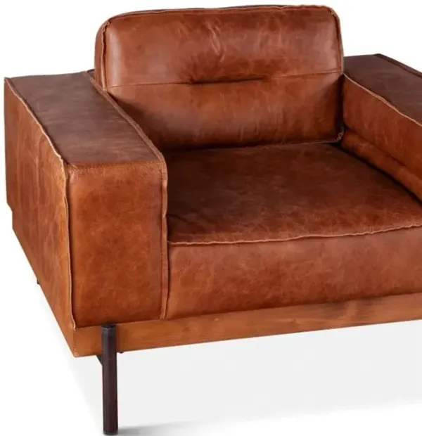 Home Trends Design Portofino Modern Leather Armchair in Vintage Cognac