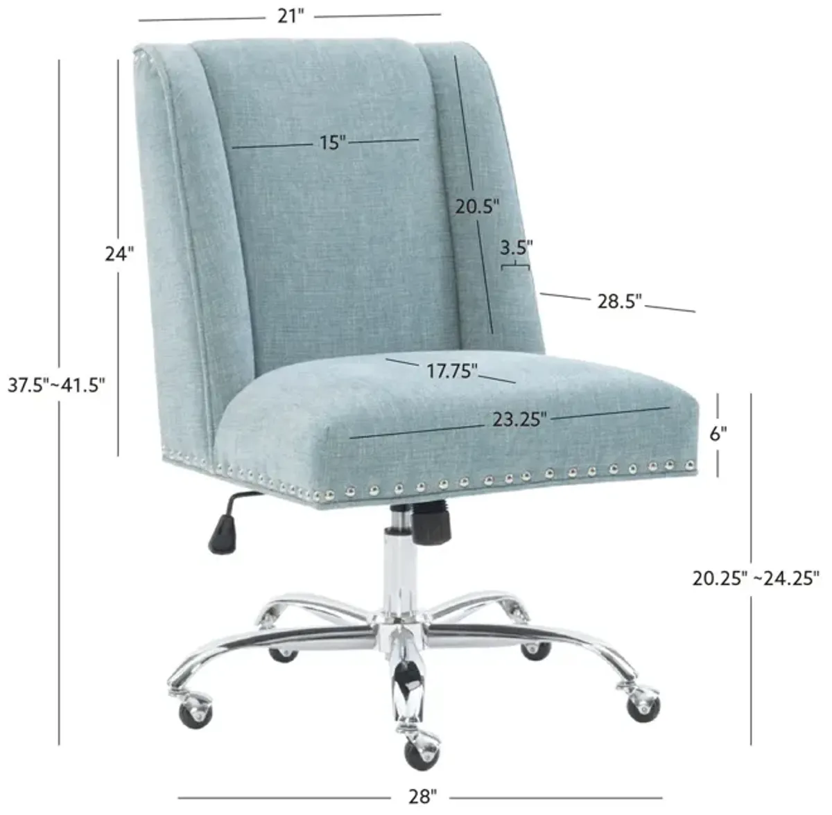 Linon Draper Aqua Home Office Desk Chair