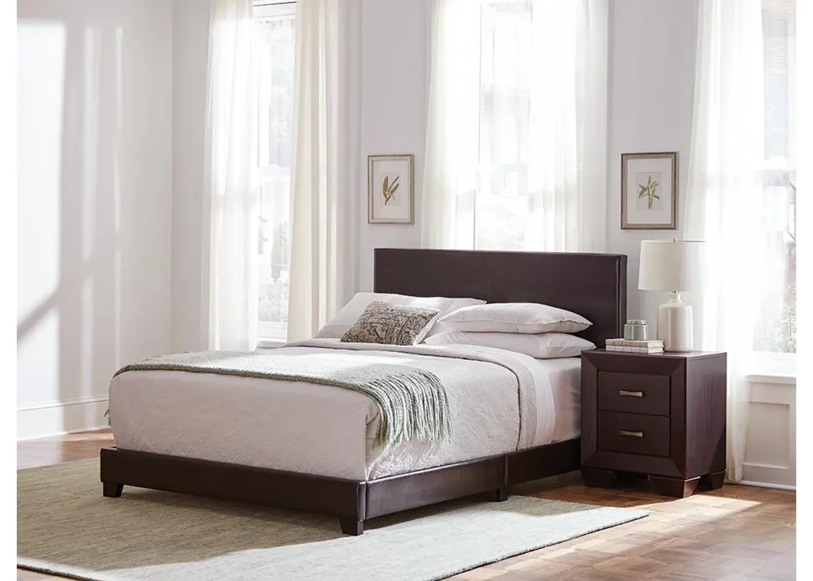 Coaster Dorian Upholstered Queen Panel Bed Brown