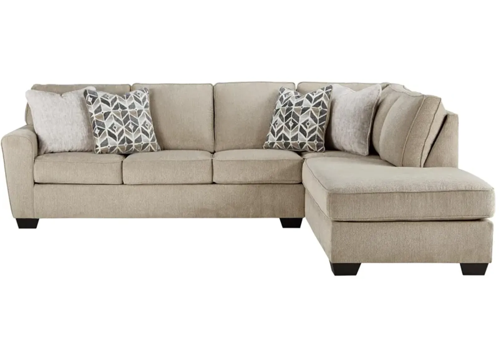 Ashley Decelle 2-Piece Sectional with Chaise Right-Arm Facing Putty