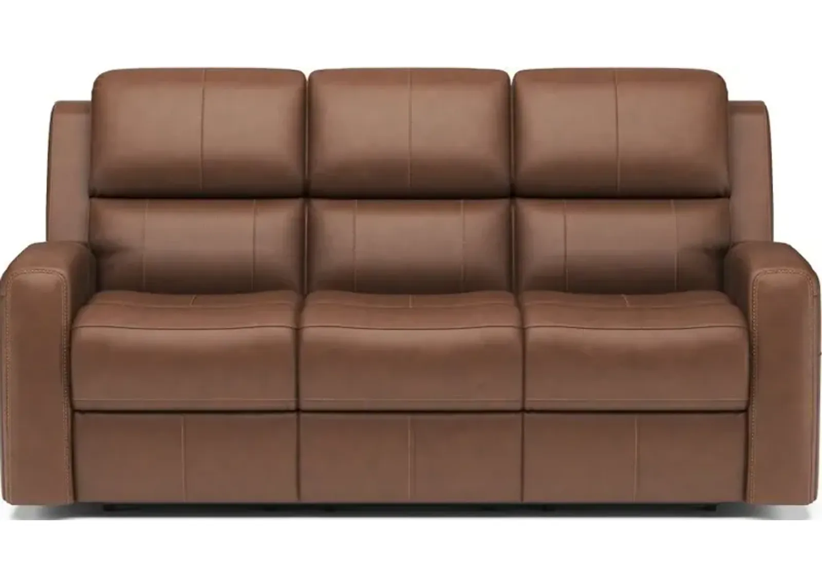 Flexsteel Linden Russet Power Reclining Leather Sofa with Power Headrests & Lumbar