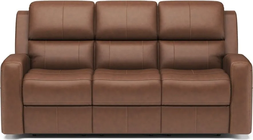 LINDEN RUSSET POWER RECLINING LEATHER SOFA WITH POWER HEADRESTS AND LUMBAR