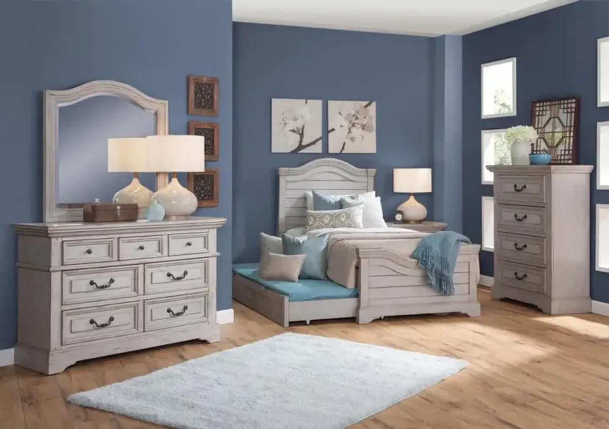 Stonebrook Complete Twin Bed with Trundle in Light Distressed Antique Gray