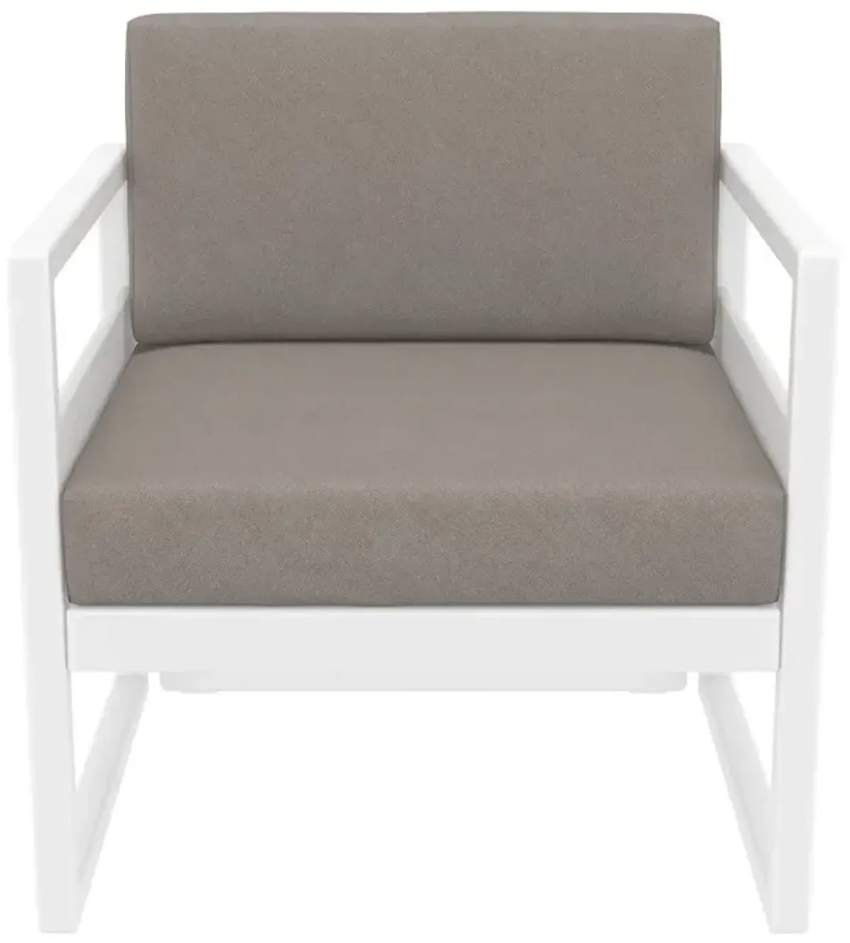 Compamia Mykonos Patio Club Chair White with Sunbrella Taupe Cushion