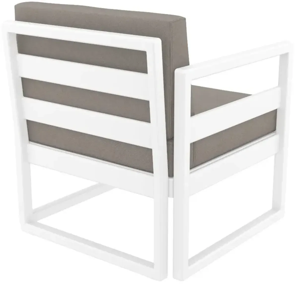 Compamia Mykonos Patio Club Chair White with Sunbrella Taupe Cushion